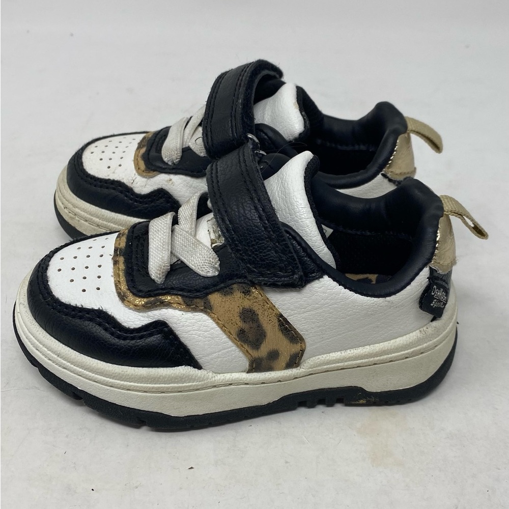 Toddler Girl Oshkosh White Black Sneakers Cheetah Print Size 4M